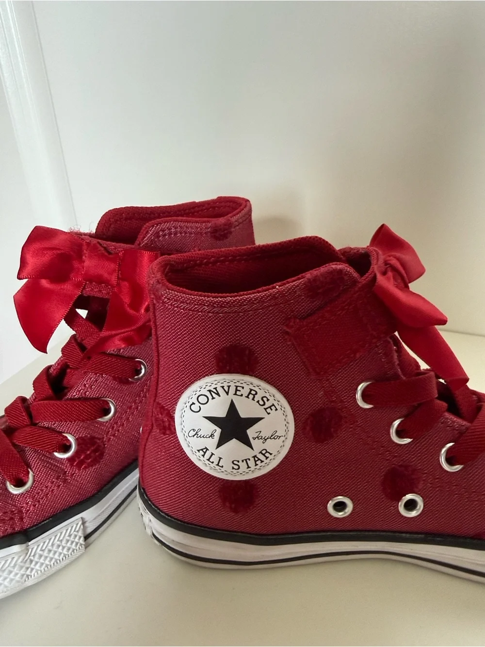 Converse kids Red High-Top Sneakers with Bow Accent